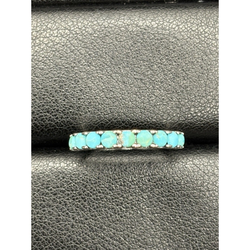 New Condition Sterling Silver Turquoise Band Ring Size 6 H13